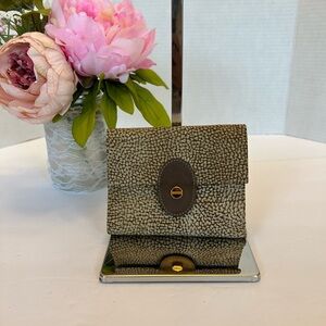 Borbonese Signature Dark Brown and Tan Suede Quail and Leather Wallet